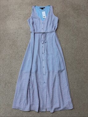 French Connection Periwinkle Printed Sleeveless Button Front Maxi Dress
